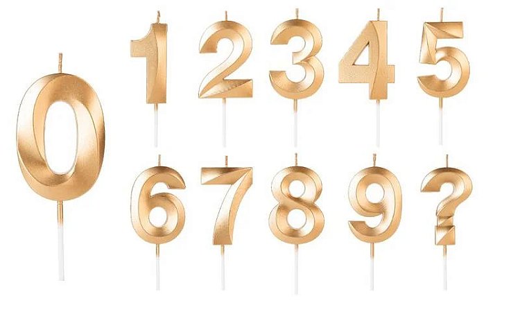 Vela Número Aniversário Design Dourado 14cm