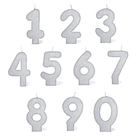Vela de Aniversário Branca Gliter Números 7cm - (Selecione a Opção do Número)