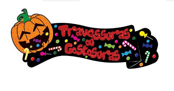 Painel de EVA Glitter Travessuras ou Gostosuras Halloween Horripilante 1 Metro x 38cm - 1 Unidade