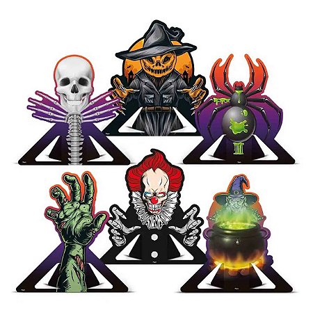 Decoração de Mesa Cartonado Halloween Terror 20cm x 18cm - 6 Unidades