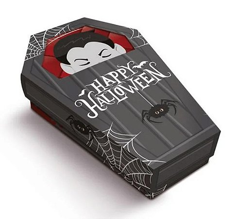 Caixa Em Formato Caixão Drácula Para Lembrancinha Halloween - 15cmx10cmx3cm - 1 Unidade