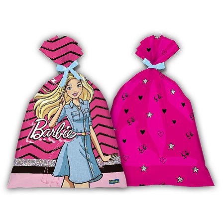 Sacola Plástica Festa Barbie 27x14cm - 8 Unidades