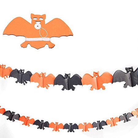 Guirlanda de Papel Morcego Halloween - 3 metros
