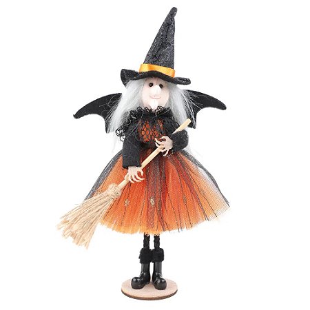 Decoração Halloween Enfeite de Mesa Bruxinha Brigitte de 26cm