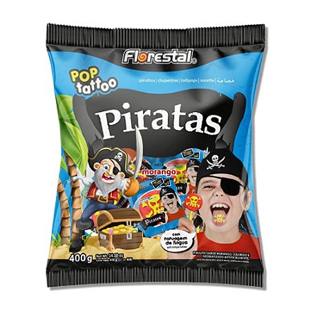 Pirulito Pop Tattoo Piratas 400g