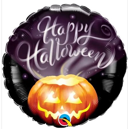 Balão Metalizado Abóbora Halloween - 18 Polegadas (46cm) - Flutua Com Gás Hélio