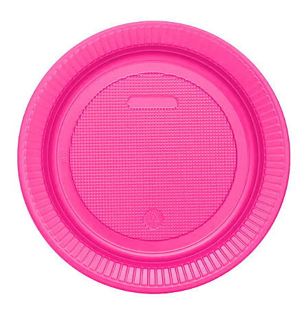Prato Plástico Biodegradável Pink 15cm - 10 unidades