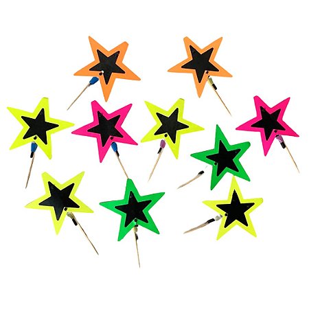Palito Decorativo Estrelas Neon - 10 Unidades