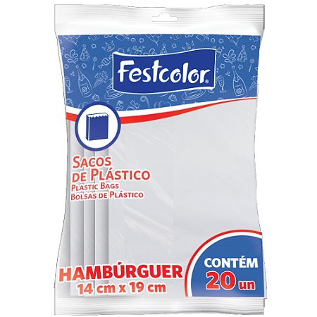 Sacos de Plástico para Hambúrguer - 14x19cm - 20 unidades