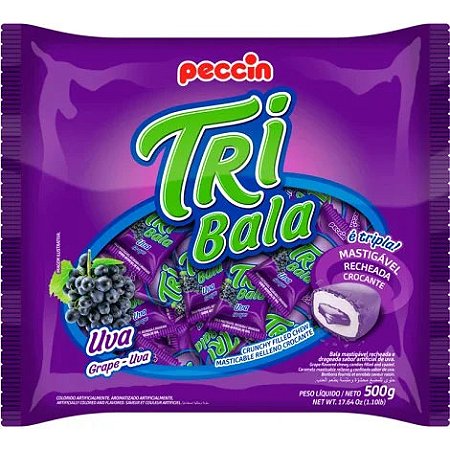 Bala Recheada Tri Bala Sabor Uva - 500g