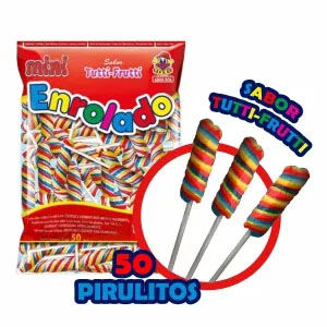Pirulito Mini Enrolado Colorido Tutti Frutti - 300g