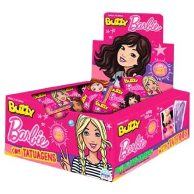 Chicletes Buzzy Barbie TuttiFrutti 400g - 100 Unidades