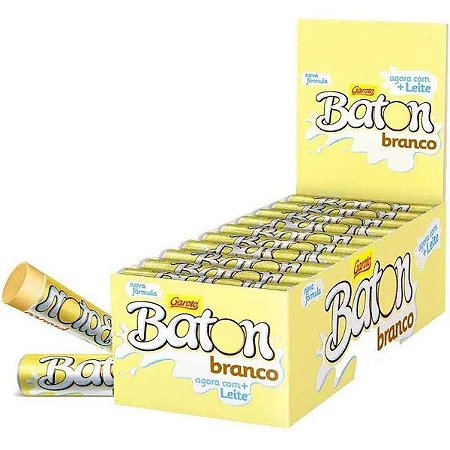 Chocolate Baton Sabor Chocolate Branco - Display 480g - 30 Batons