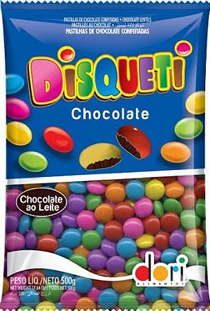 Disqueti Chocolate Ao Leite Colorido 500g Dori