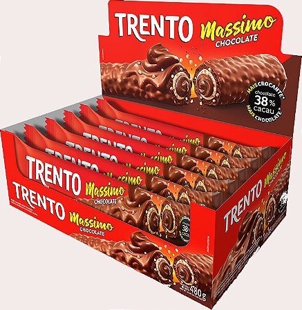 Chocolate Trento Massimo Sabor Chocolate 38% de Cacau - Caixa 480g - 16 Unidades