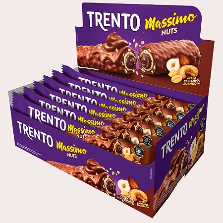 Trento Massimo Nuts 38% de Cacau - Caixa 480g - 16 Unidades