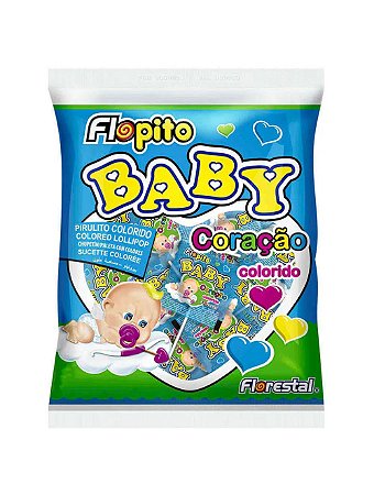 Pirulito Flopito Coração Baby Colorido Sortido - Pacote 400g - Aprox. 100 Unidades