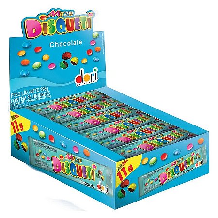 Confeito Chocolate Disqueti Mini 11g - 36 unidades - Dori