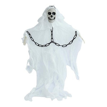 Enfeite Halloween Caveira Fantasma 80cm Branca