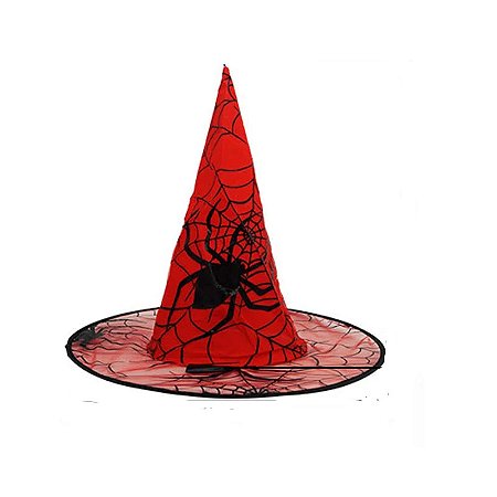 Chapéu De Aranha e Teias Vermelho Halloween