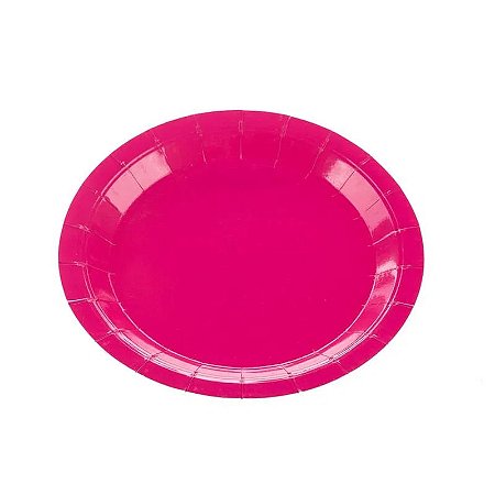 Prato Papel Liso pink 18cm - 10 Un