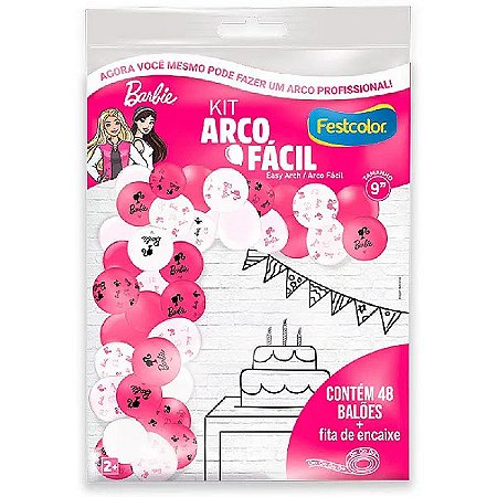 Kit Arco Fácil De Balões Festa Barbie Com Fita - 48 Balões