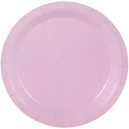 Prato Papel Liso Rosa 18cm - 10 Un