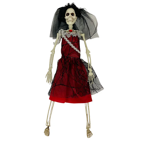 Caveira Zumbi Elegante Cadáver Esqueleto Realista Halloween - 40 cm