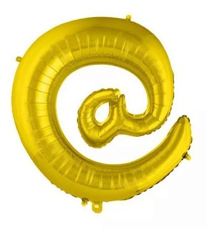 Balão Metalizado Arroba Dourado - 38 x 42 cm