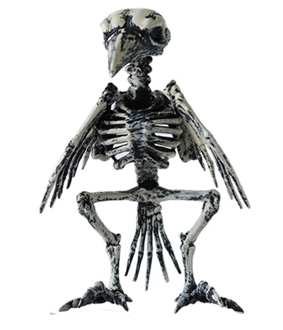 Esqueleto Plástico Pássaro Corvo Halloween - Bico Articulado - 21cm x 14cm