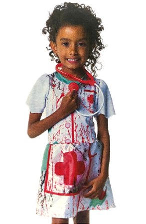 Fantasia Médica Zumbi Infantil com Estestoscópio Halloween - Tamanho P