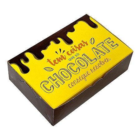 Caixa Personalizada 6 doces (TEM COISAS QUE SÓ CHOCOLATE CONSEGUE RESOLVER) - 12x8x4cm