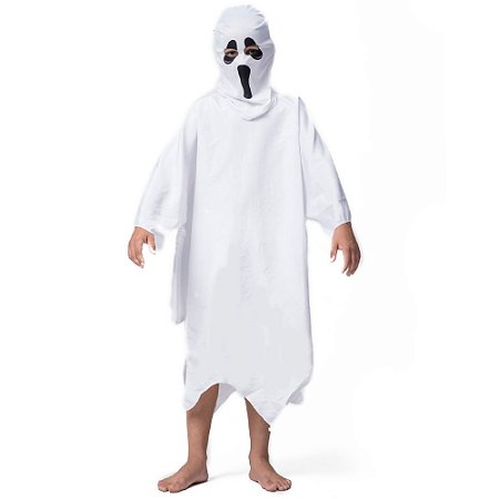 Fantasia de Fantasma Infantil Masculino Com Máscara Para Halloween M 5-8