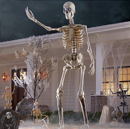 Esqueleto Gigante  Eletrônico com Som Luz e Movimento Halloween - 240cm