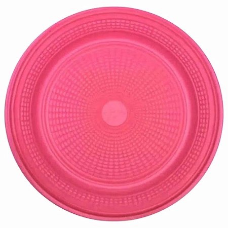 Prato Plástico Biodegradável 15cm Crystal Neon Rosa - 10 unidades