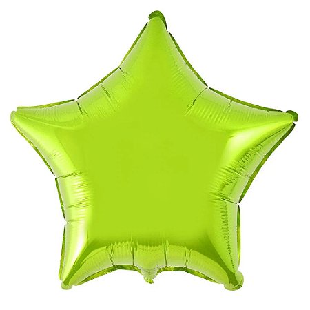 Balão Metalizado Estrela Verde Limão - 50cm - Flutua Com Gás Hélio