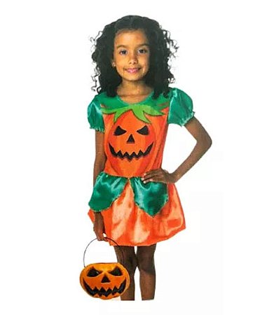 Fantasia Infantil Abobora Menina + abóbora / Halloween - Tamanho P