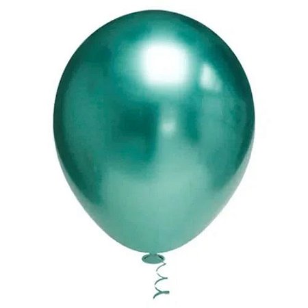 Balão Platinado Cromado Verde 5 Polegadas (13cm) - 25 unidades