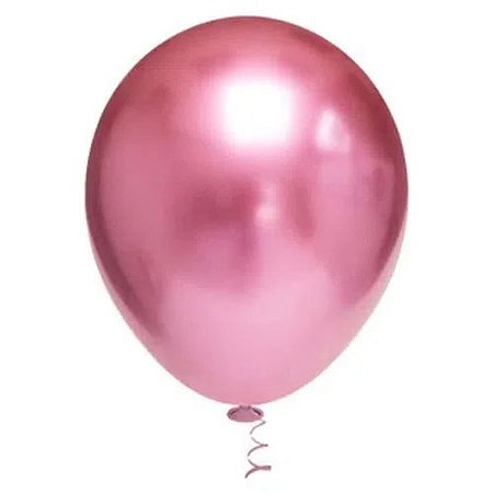 Balão Platinado Cromado Rosa 5 Polegadas (13cm) - 25 unidades
