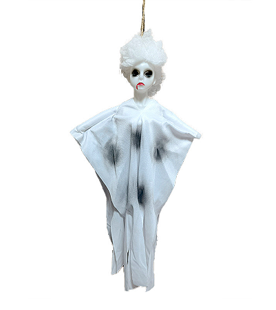 Enfeite de Halloween Boneca Fantasma Branco - 40 cm