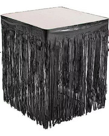 Saia de Mesa Metalizada Cor Preto - 2.70m de largura x 75cm Altura