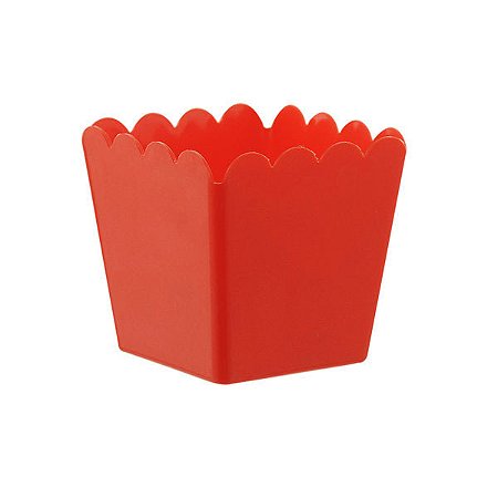 Cachepot de Plástico Quadrado Vermelho - 8x8x6cm
