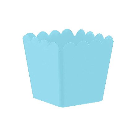 Cachepot de Plástico Quadrado Azul Claro - 8x8x6cm