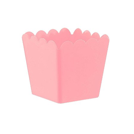 Cachepot de Plástico Quadrado Rosa Claro - 8x8x6cm