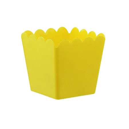 Cachepot de Plástico Quadrado Amarelo - 8x8x6cm
