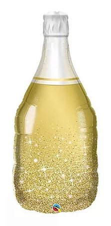 Balão Garrafa Champagne Metalizado Decoração Réveillon - 45x86cm