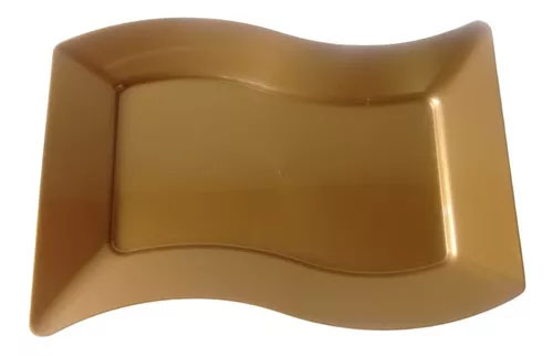 Bandejas Retangulares de Acrílico Dourado 19x15cm - 5 Unidades