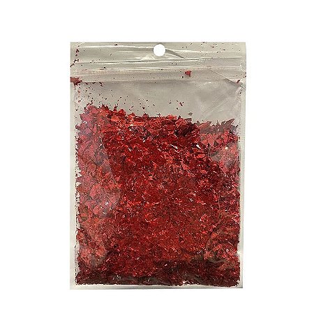 Mini Confete Metalizado Para Balao Bubble Bexiga - Vermelho - 15g