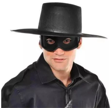 Máscara Zorro Preta Veludo C/ Fita Halloween