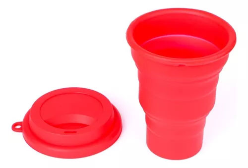 Copo Retrátil De Silicone 480 Ml Prático Ecológico Vermelho